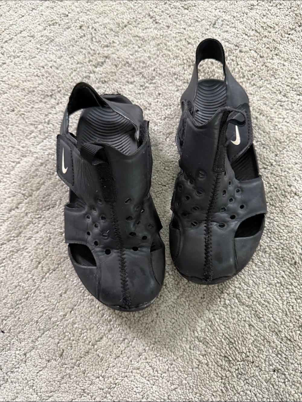 Nike Kids Black Water Shoes with White Swoosh